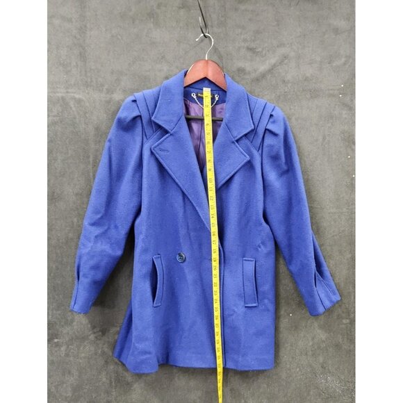 Vintage Royal Blue Union Made Wool Coat Size 9 Double-Breasted USA Made - Picture 7 of 13